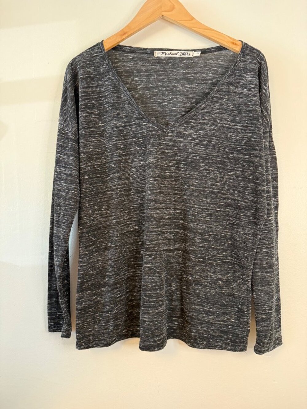Michael Stars The Original Tee Black Long Sleeve V-Neck Vintage Womens One size